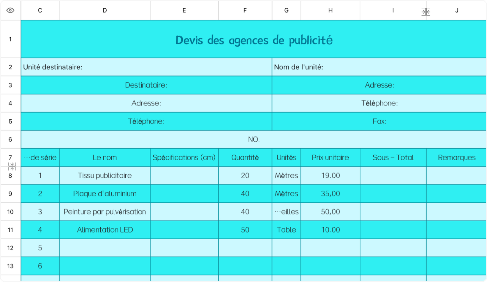 Devis des agences de publicité